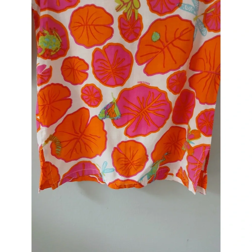 Gretchen Scott Girls Size 4/6 Blouse 3/4 Sleeve Floral Nature Animal 100% Cotton - Picture 3 of 12